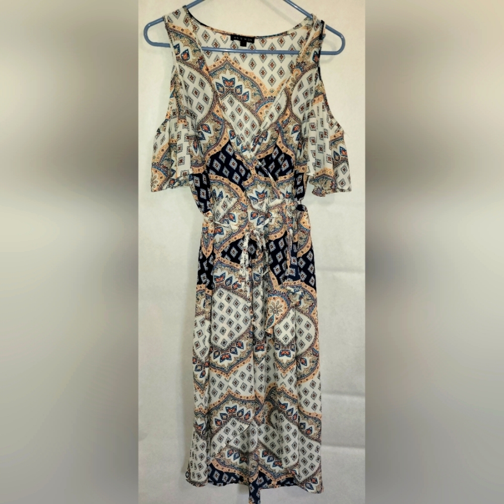 As U Wish Dress Medium Bohemian Style Peekaboo Shoulders